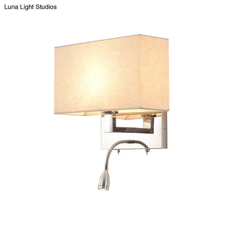 Simple Beige Fabric Led Wall Light Sconce For Bedroom