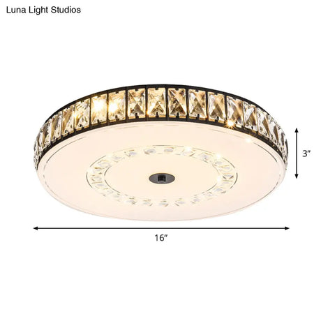 Simple Black Crystal Flush Mount Led Ceiling Light With Square/Round Rectangle-Cut Design