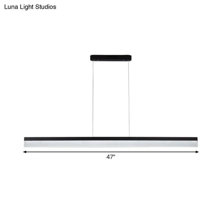 Simple Black Ultrathin Linear Ceiling Lamp With Wide Led Acrylic Pendant - Ideal For Office