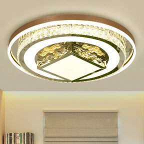 Simple Crystal Flush Mount Lamp: Led Ceiling Fixture In White / 23.5’ Round