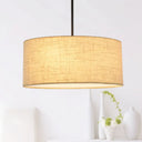 Simple Fabric Drum Ceiling Pendant Light - Grey/Black/Beige 12’/16’/18’ Diameter Hanging Lamp