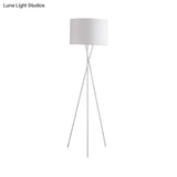 Simple Fabric Drum Shade Floor Reading Lamp With Tripod Stand - White/Black 1 Light