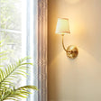Simple Gold Conic Wall Lamp: 1-Light Foyer Lighting Fixture With Fabric Shade