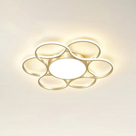 Simple Gold Flower Led Ceiling Light Fixture For Living Room Décor