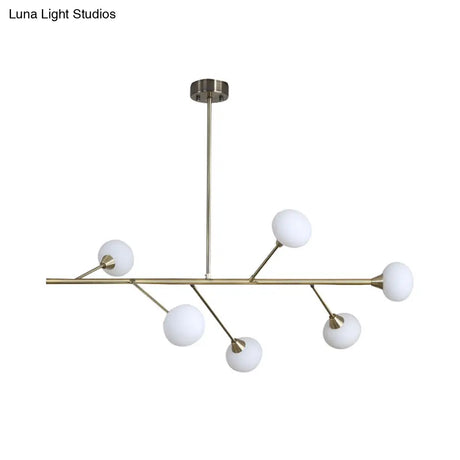 Simple Iron 6-Bulb Hanging Chandelier In Brass - Branch Pendant Light For Living Room