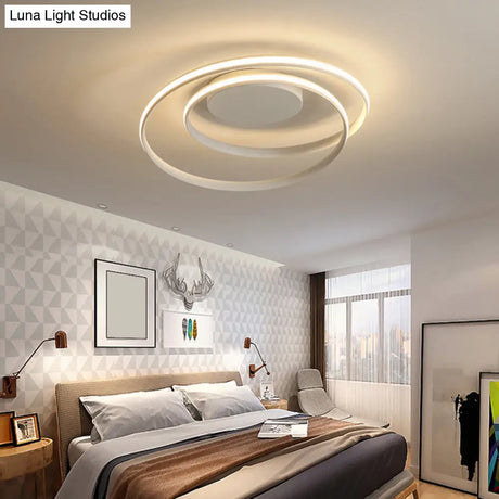 Simple Led Ceiling Light: Aluminum Seamless Curve Flushmount For Bedroom White / 18 Warm