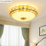 Simple Led Flush Light With Clear K9 Crystal Dome - 15/19/23 Wide White Ceiling Lamp (Warm/White/3