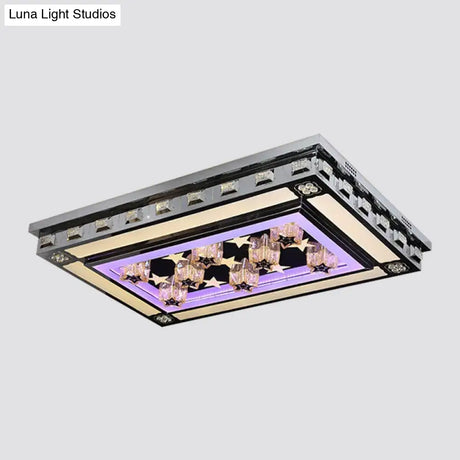Simple Led Purple Crystal Flush Mount Ceiling Light: Ideal For Living Room Lighting
