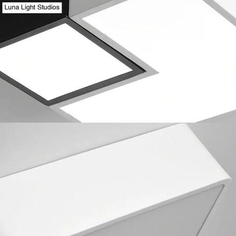 Simple Metal Square Flush Mount Led Ceiling Light Fixture For Living Room In Warm/White -