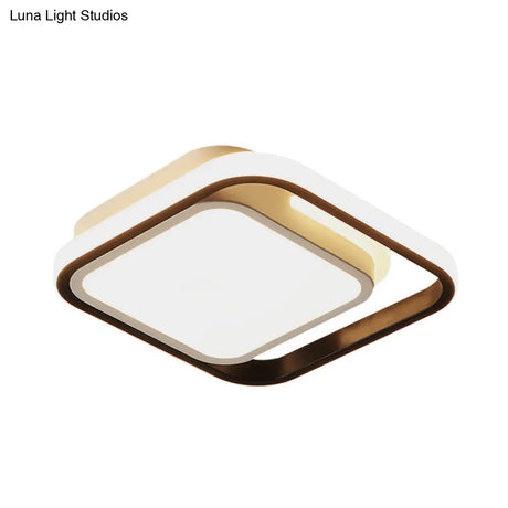 Simple Metallic Led Flush Mount Ceiling Lamp - Squared Lighting For Hallways And Corridors (Black)