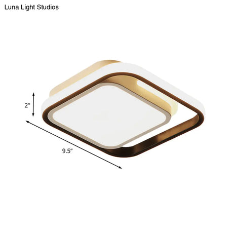 Simple Metallic Led Flush Mount Ceiling Lamp - Squared Lighting For Hallways And Corridors (Black)