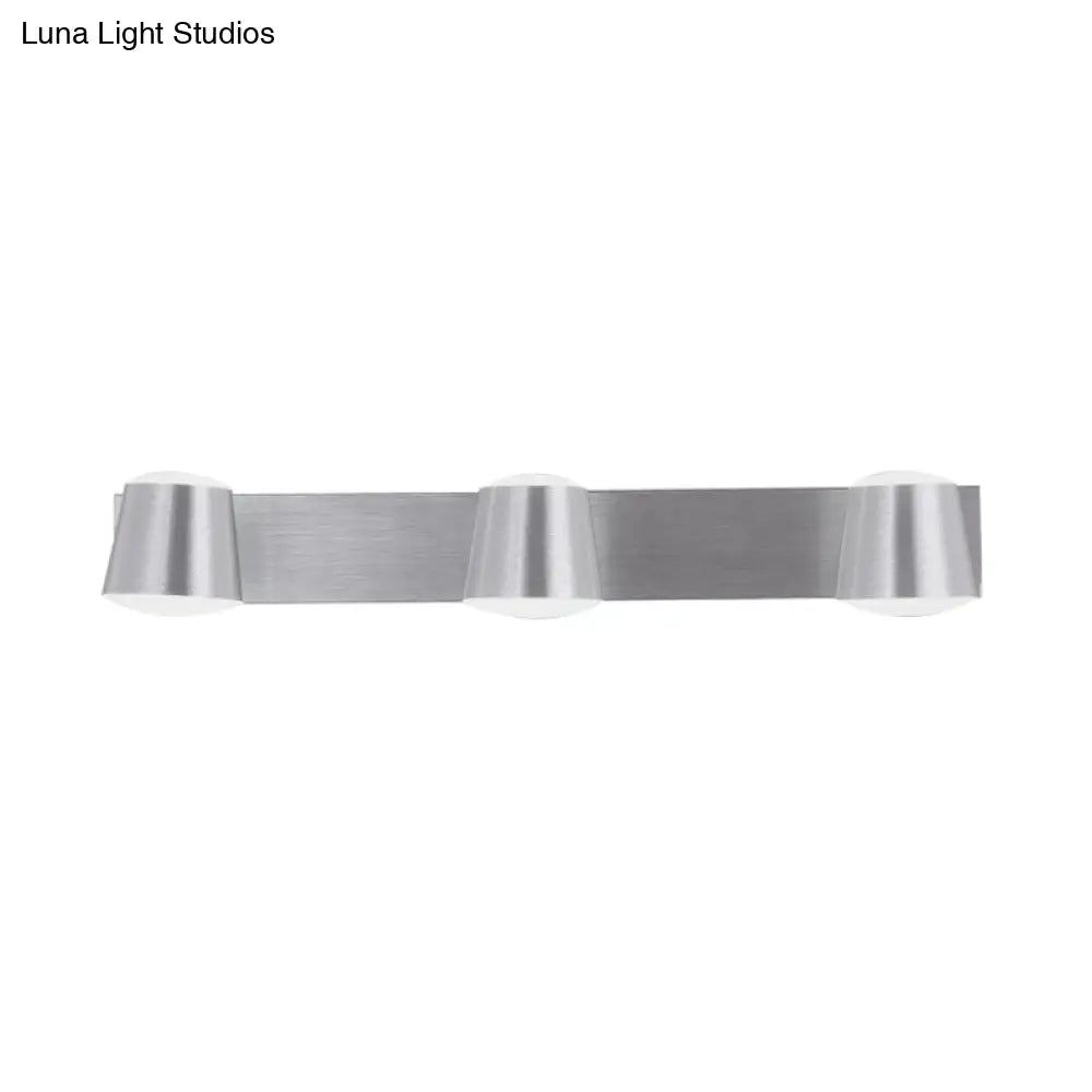 Simple Silver Wall Sconce With Tapered Design And Warm/White Light - 1/2/3 Heads