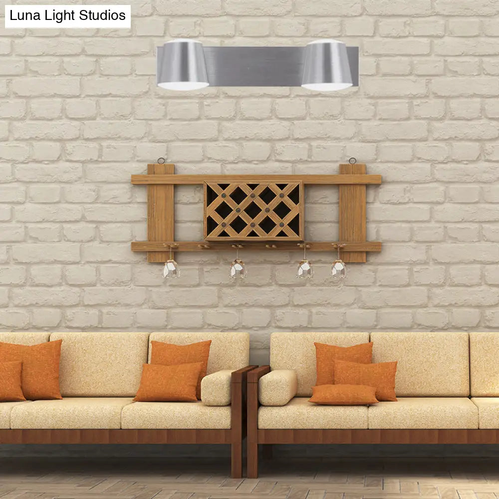 Simple Silver Wall Sconce With Tapered Design And Warm/White Light - 1/2/3 Heads