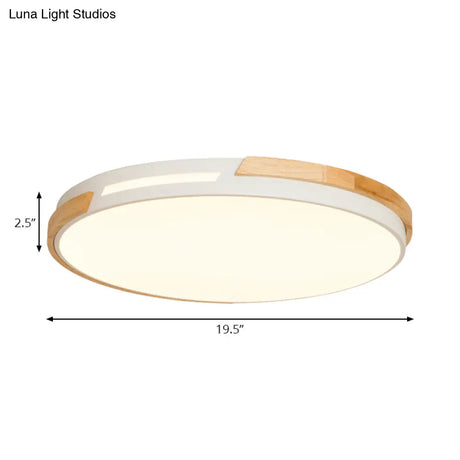 Simple Style Acrylic Flushmount Led Ceiling Light In White 12’/16’/19.5’ Width - Ideal For Bedroom