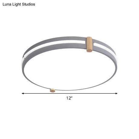 Simple Style Gray Macaron Drum Ceiling Lamp - Led Flush Mount Lighting In 12’/16’/19.5’