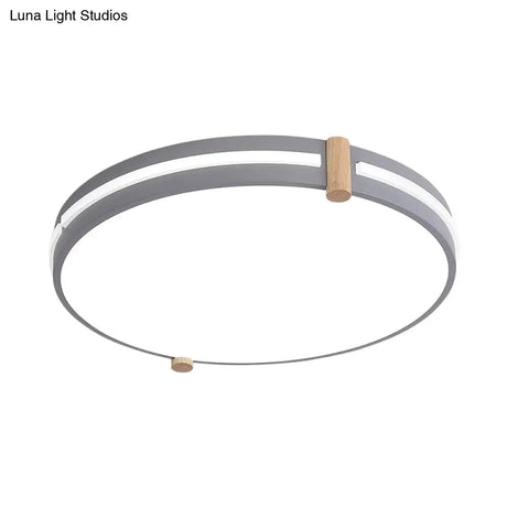 Simple Style Gray Macaron Drum Ceiling Lamp - Led Flush Mount Lighting In 12’/16’/19.5’