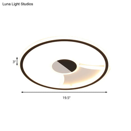 Simple Style Led Acrylic Flush Ceiling Light – Black/White 16’/19.5’/23.5’ Dia Lamp For
