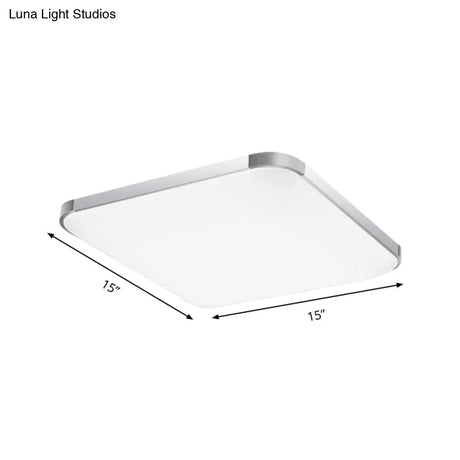 Simple Style Led Flush Ceiling Light White/Silver With Acrylic Diffuser - Ideal For Living Room