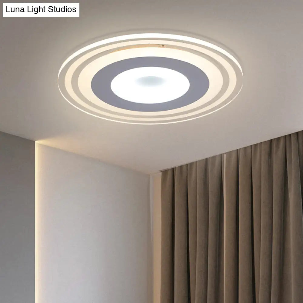 Simple Style Led Flush Mount Fixture In White With Acrylic Shade Circle Design 3 Color Light
