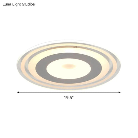 Simple Style Led Flush Mount Fixture In White With Acrylic Shade Circle Design 3 Color Light
