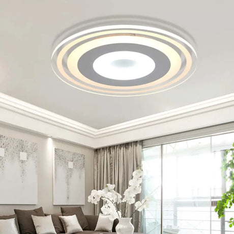 Simple Style Led Flush Mount Fixture In White With Acrylic Shade Circle Design 3 Color Light