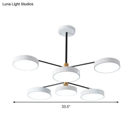 Simple Style Metal Pendant Lighting with 6 Heads Gold/White - Branch Living Room Hanging Ceiling Light