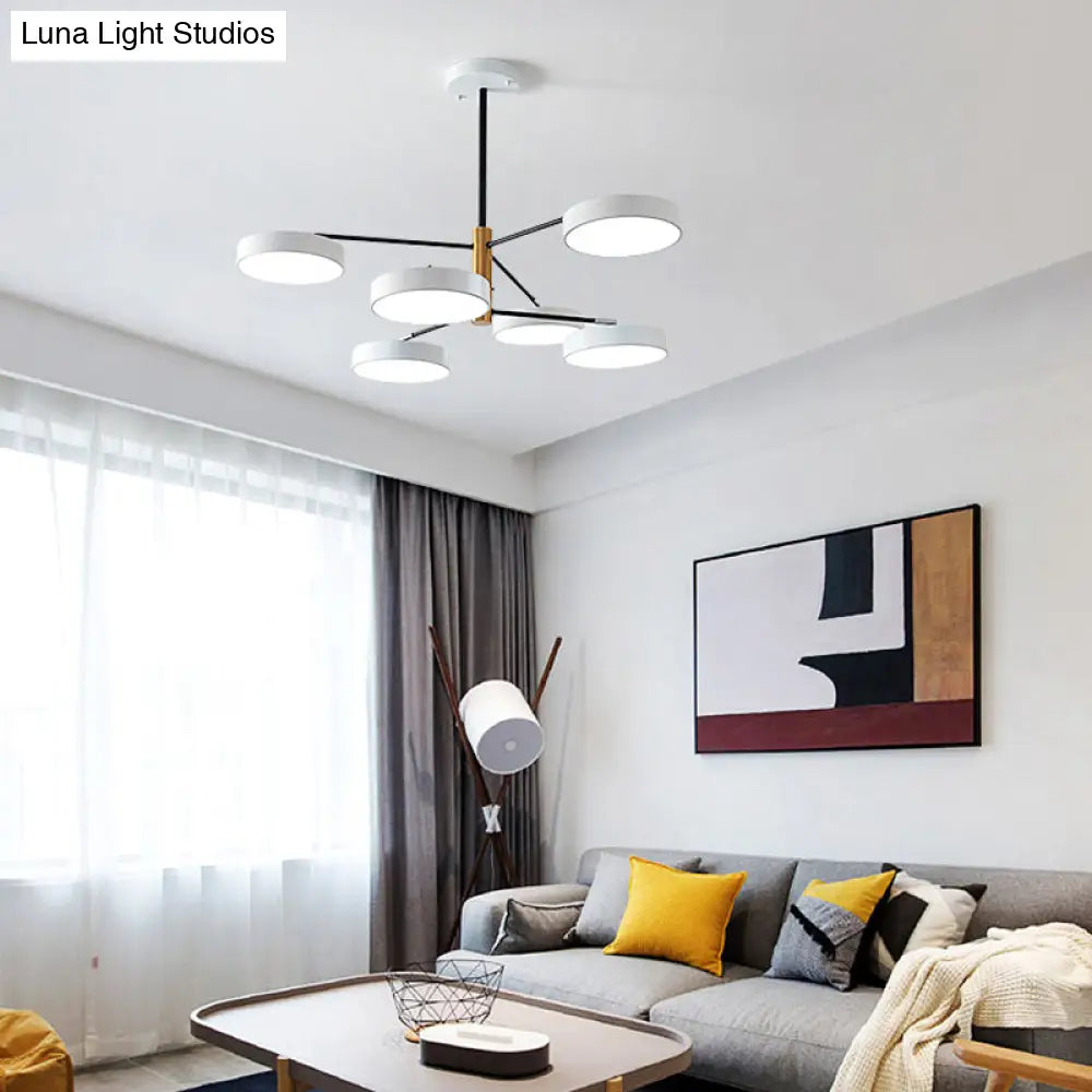 Simple Style Metal Pendant Lighting with 6 Heads Gold/White - Branch Living Room Hanging Ceiling Light