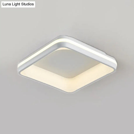 Simple Style Metal Square Flush Light - 19’ Or 25’ Wide Led Ceiling Mounted Fixture With
