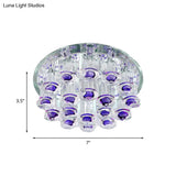 Simple Style Purple Crystal Tubular Flush Light Fixture - Led Living Room Ceiling Lamp With