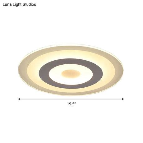 Simple Style White Led Ceiling Light - 16’/19.5’/23.5’ Wide Flush Mount Disc Fixture With
