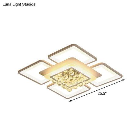 Simple White Acrylic Square Flushmount Light - 21.5’/25.5’ Width Led Flush Mount Lamp In