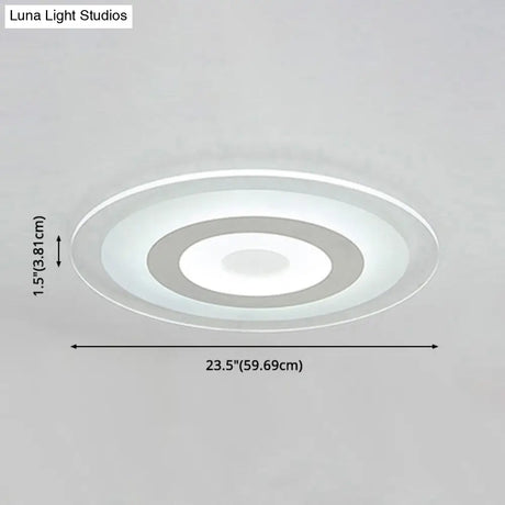 Simple White Led Bedroom Flush Mount Ceiling Light With Round Acrylic Shade