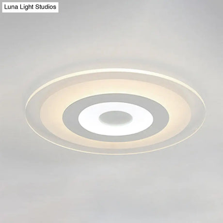 Simple White Led Bedroom Flush Mount Ceiling Light With Round Acrylic Shade