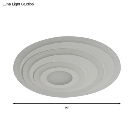 Simple White Led Flush Ceiling Light - 19.5’/31.5’/39’ Wide Warm/White