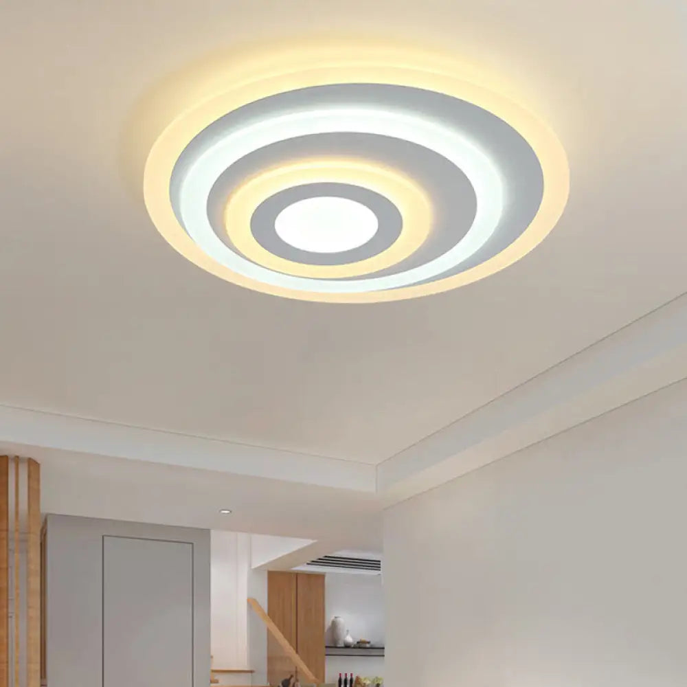 Basic White Led Simple White LED Flush Ceiling Light - 19.5