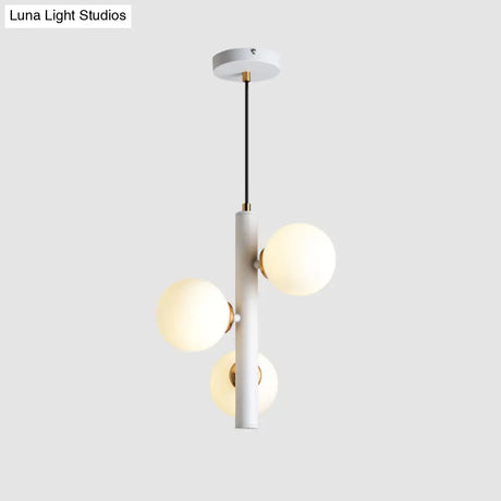 Simplicity 3-Light Linear Chandelier: Black/White/Gold With White Glass Pendant
