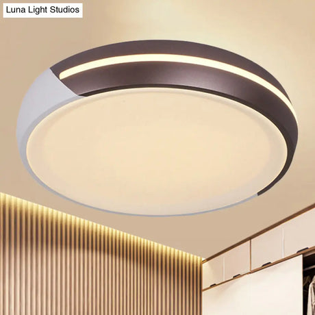 Simplicity Acrylic Brown Led Flush Light Fixture 18’/21.5’ Dia Round Warm/White