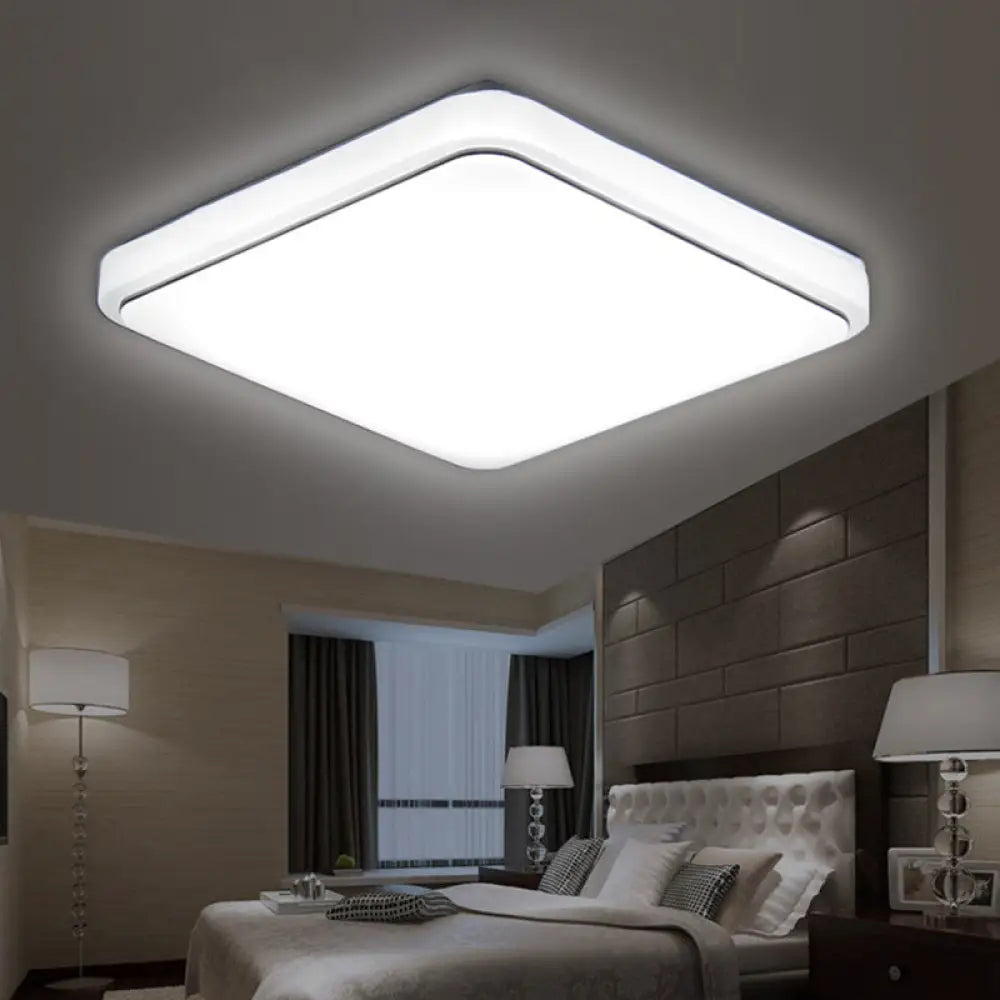 Simplicity Acrylic Ceiling Flush Mount Light For Living Room - Square Design Silver / 8.5 White