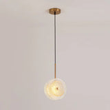 Simplicity Brass Plated Crystal Glass Led Pendant Light For Diners / C