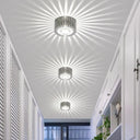 Simplicity Chrome Rgb Led Ceiling Flush Mount Lamp With Round Aluminum Shade / 7 Color