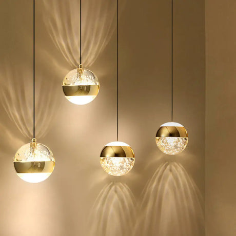Simplicity Crystal Ball Pendant Light - Gold Bedroom Lighting Fixture 1 Bulb