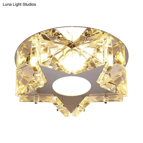 Simplicity Crystal Block Stainless - Steel Circle/Star Led Flush Mount Ceiling Light For Corridor