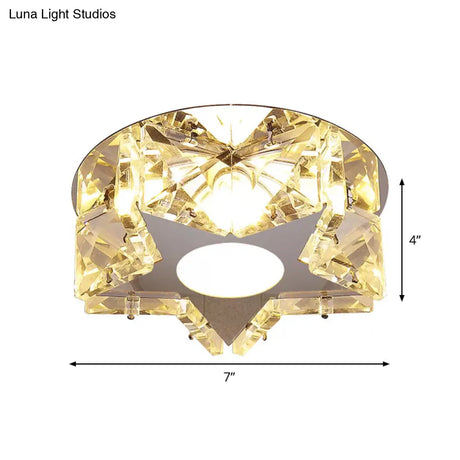 Simplicity Crystal Block Stainless - Steel Circle/Star Led Flush Mount Ceiling Light For Corridor