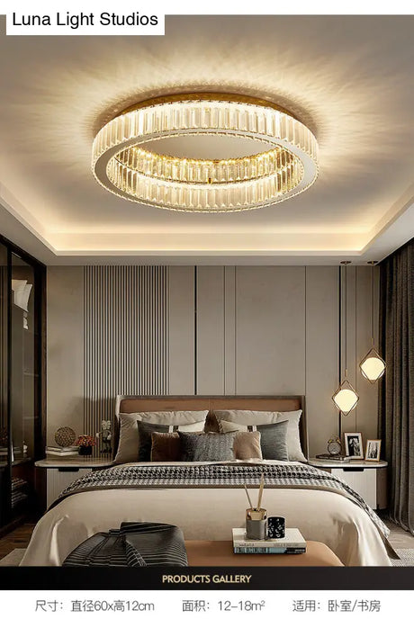 Simplicity Crystal Prism Led Brass Finish Ceiling Lamp - Flush Mount Lighting
