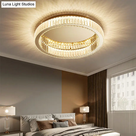 Simplicity Crystal Prism Led Brass Finish Ceiling Lamp - Flush Mount Lighting