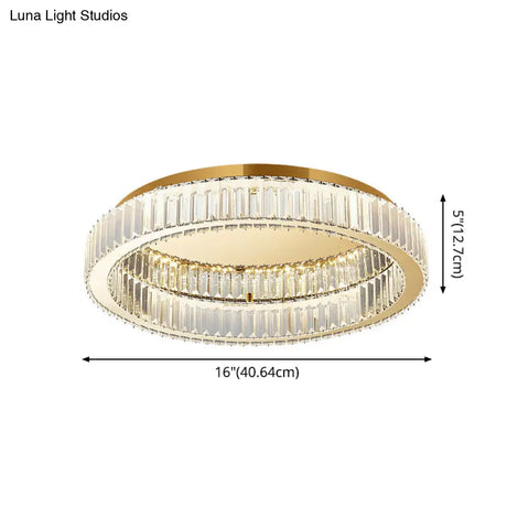 Simplicity Crystal Prism Led Brass Finish Ceiling Lamp - Flush Mount Lighting