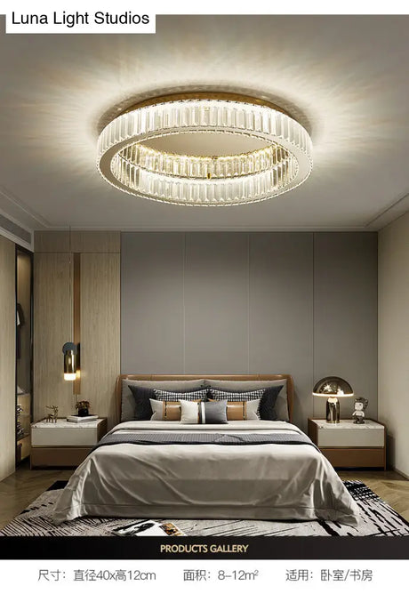Simplicity Crystal Prism Led Brass Finish Ceiling Lamp - Flush Mount Lighting