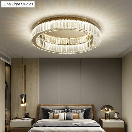 Simplicity Crystal Prism Led Brass Finish Ceiling Lamp - Flush Mount Lighting