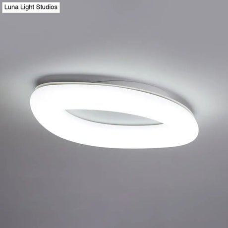 Simplicity Ellipse Flush Light: Acrylic Led Ceiling Lamp For Living Room White