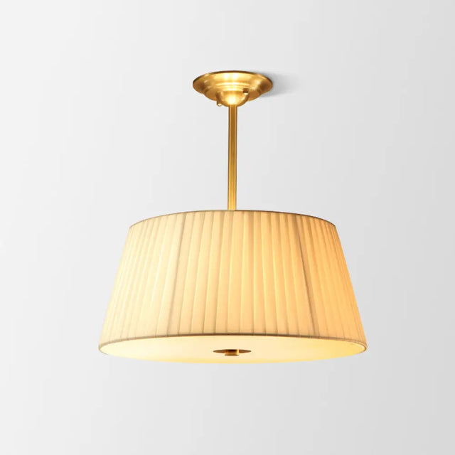 Gold Pleated Empire Chandelier With Simplicity Fabric Pendant Shade